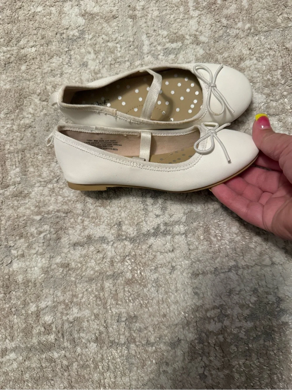 Children's eggshell Ballet Flats with Bow size 11C